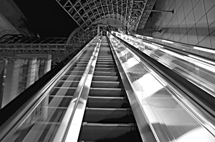 Moving Forward, Kyoto Station - Black and White